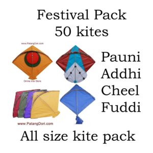 All size kite pack (small – medium – large)-50 kites – 50 Patang