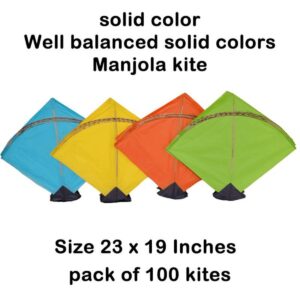 Well balanced solid colors Manjoli kite Patang Size 23 x 19 Inches (pack of 100 kites)