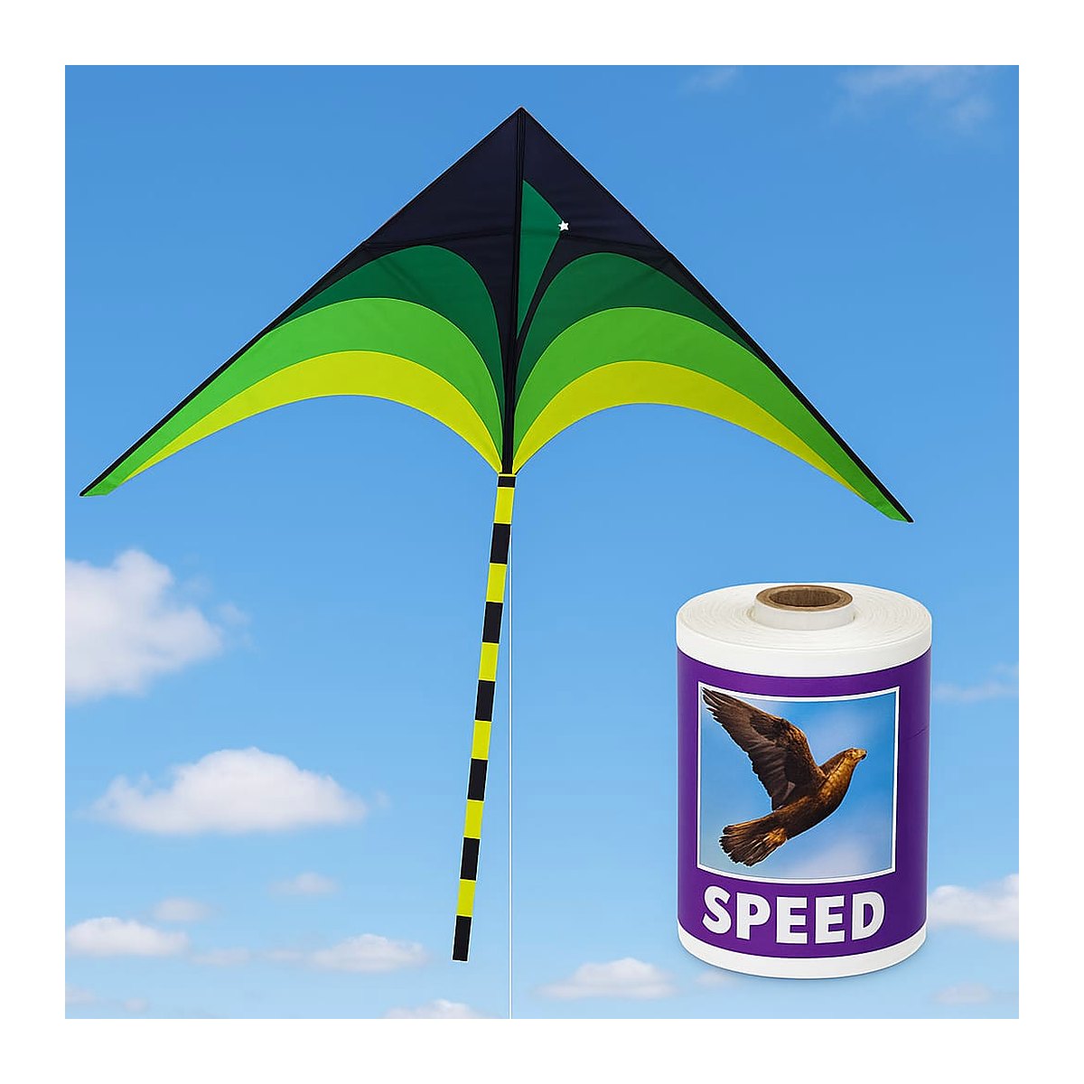 PatangDori Medium Black green Delta Kite for Kids & Adults, Extremely Easy to Fly Kite, Best Kite for