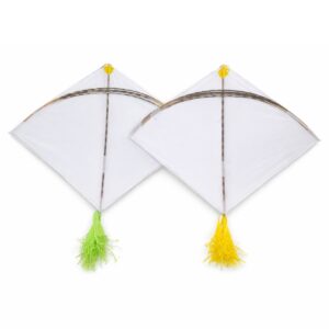 White Khambhati Bana kite Pauni size Kite with pack of 30
