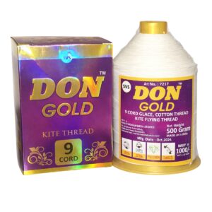 DON GOLD strongest ever 9 cord  8 No. 100% glace cotton kite flying plain thread 500gms for large size kites