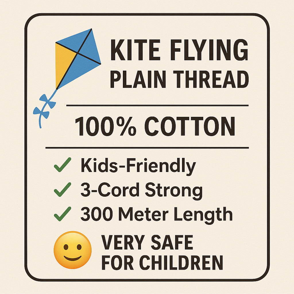 KIDS SPECIAL KIDS FRIENDLY PLAIN COTTON KITE FLYING THREAD - 400 MTR REEL PACK OF 10 REELS - Image 2