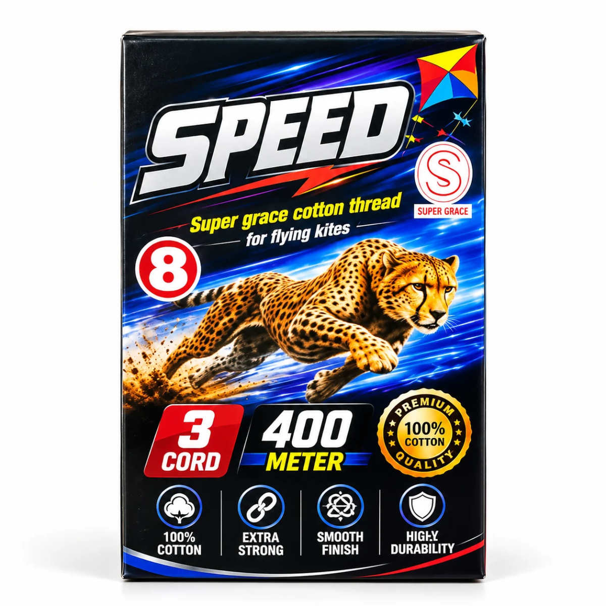 KIDS SPECIAL KIDS FRIENDLY PLAIN COTTON KITE FLYING THREAD - 400 MTR REEL PACK OF 10 REELS - Image 7